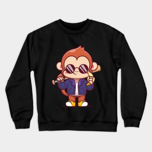 cute monkey with banana Crewneck Sweatshirt